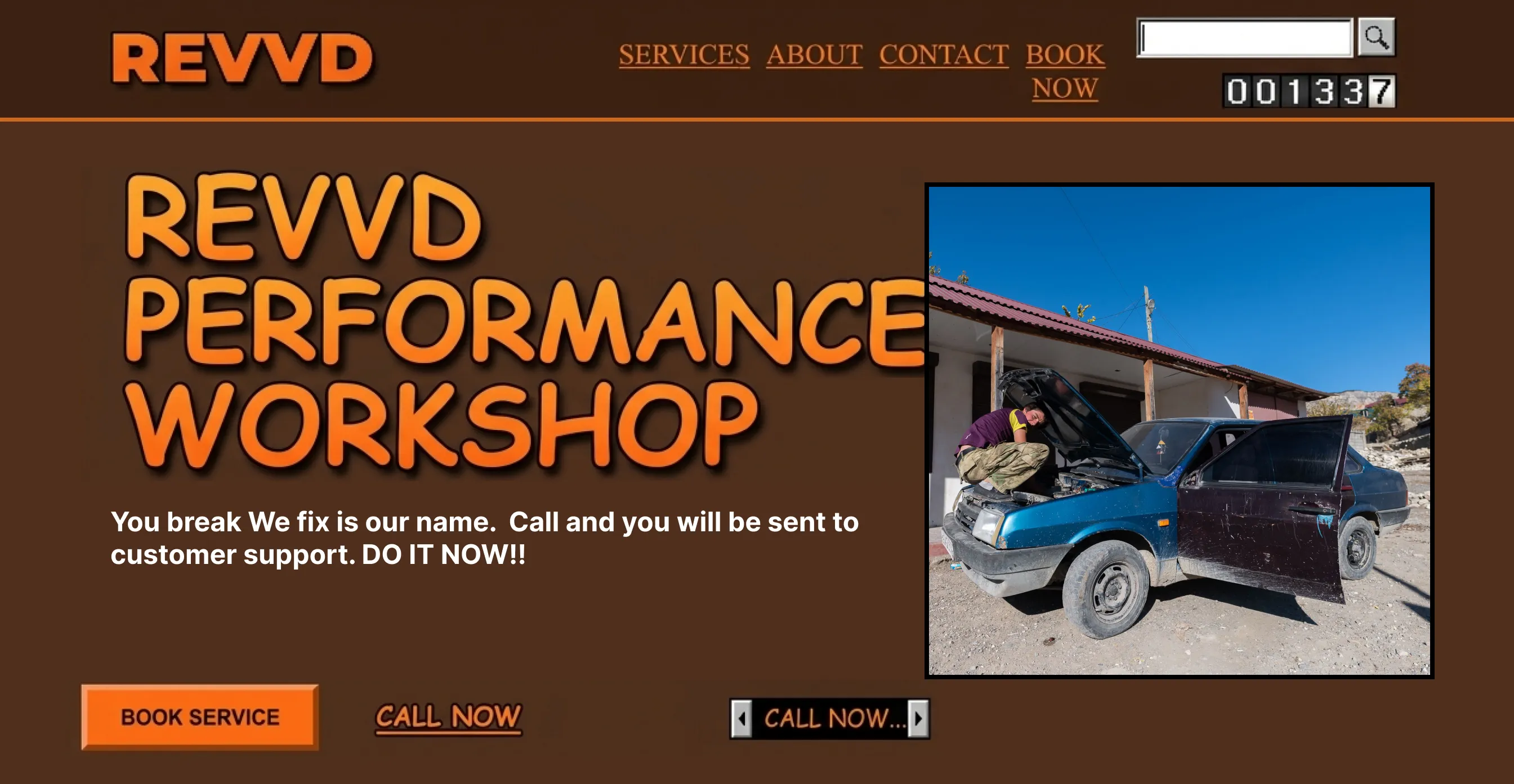 Joe's Auto Repair old website — before redesign